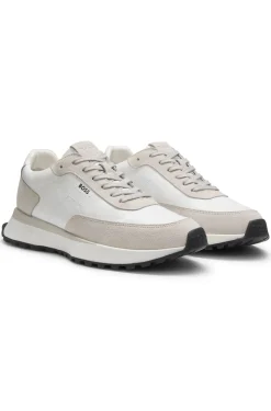 Ledersneakers mit Logo an der Seite