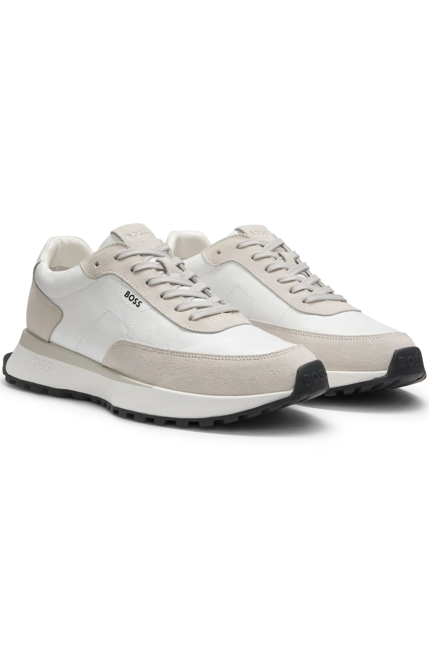 Ledersneakers mit Logo an der Seite
