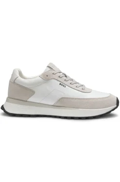 Ledersneakers mit Logo an der Seite