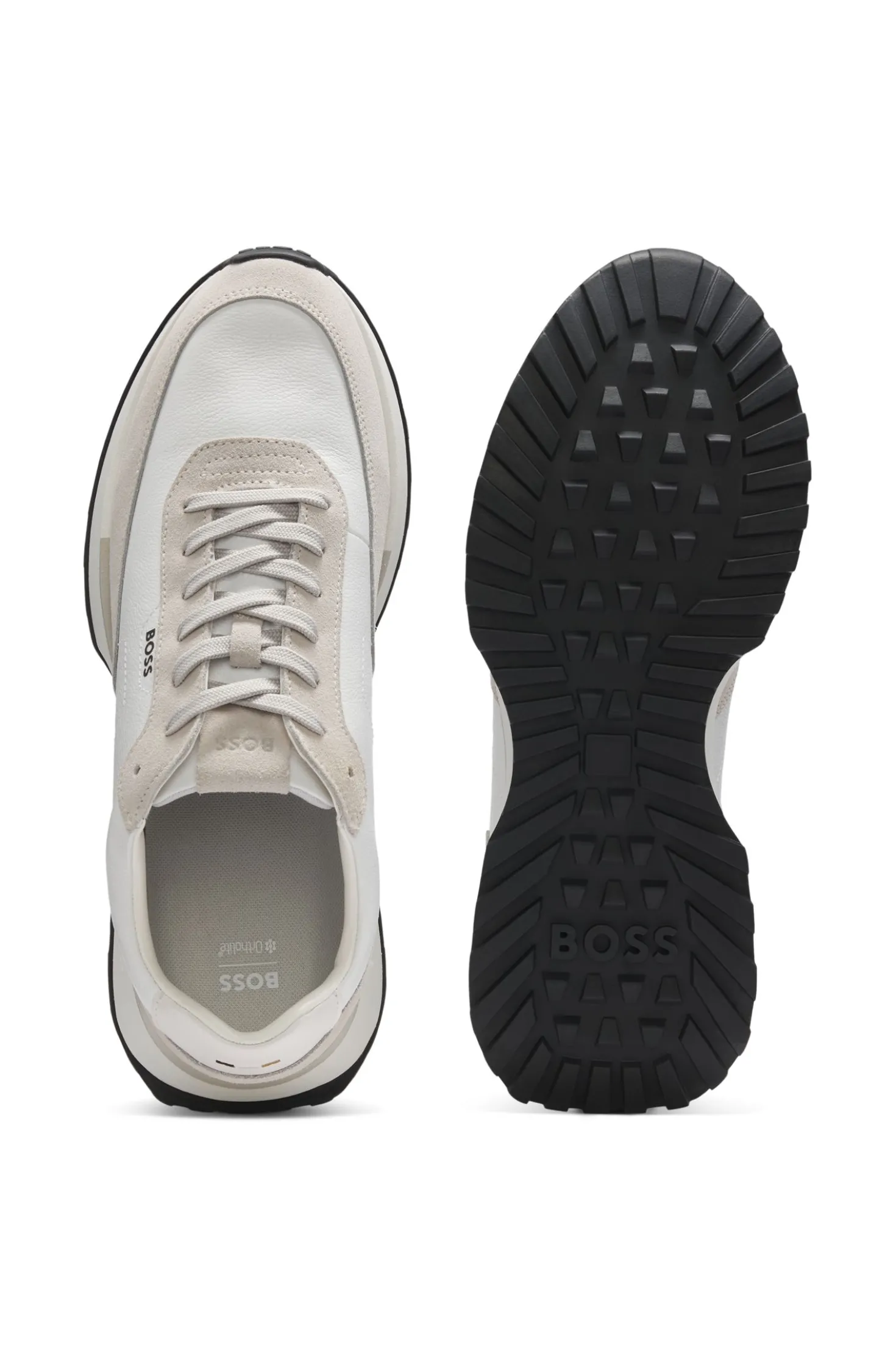 Ledersneakers mit Logo an der Seite