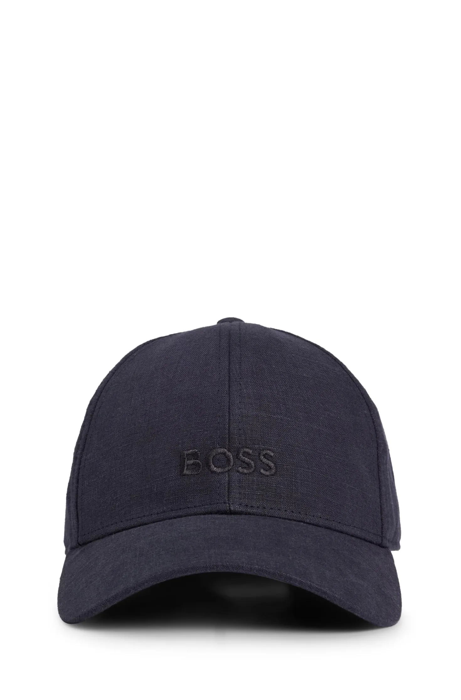 Leinen-Cap mit Logo-Stickerei