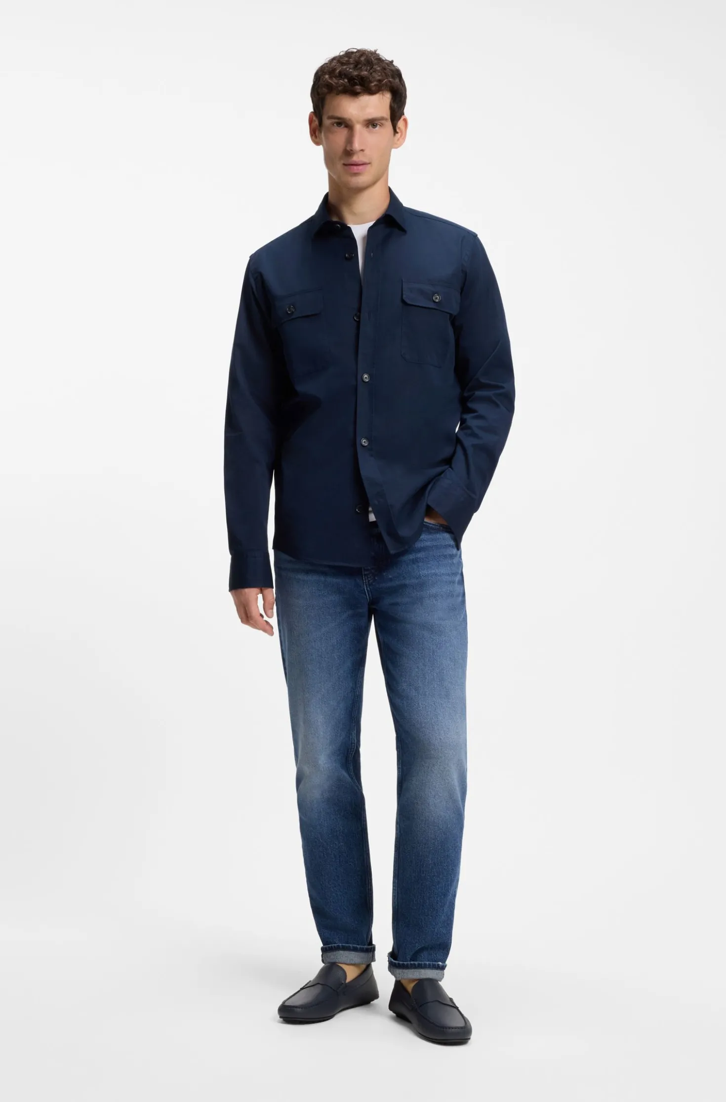 Loafer aus gewalktem Leder mit Profilsohle
