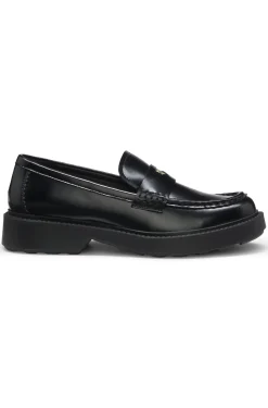 Loafer aus Leder mit Pennyloafer-Besatz und Stacked-Logo