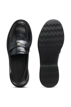 Loafer aus Leder mit Pennyloafer-Besatz und Stacked-Logo
