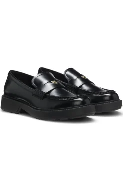 Loafer aus Leder mit Pennyloafer-Besatz und Stacked-Logo