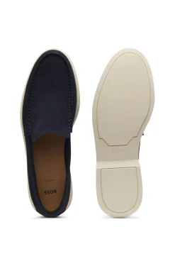 Loafer aus Veloursleder mit geprägtem Logo
