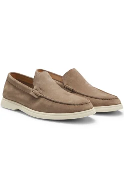 Loafer aus Veloursleder mit geprägtem Logo