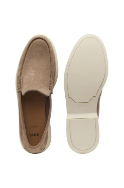 Loafer aus Veloursleder mit geprägtem Logo