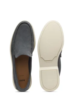 Loafer aus Veloursleder mit geprägtem Logo