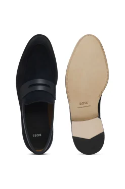 Loafer aus Veloursleder mit Leder-Details