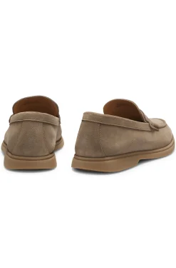 Loafer aus Veloursleder mit Pennyloafer-Besatz und Logo