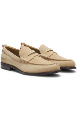 Loafer aus Veloursleder mit Pennyloafer-Besatz