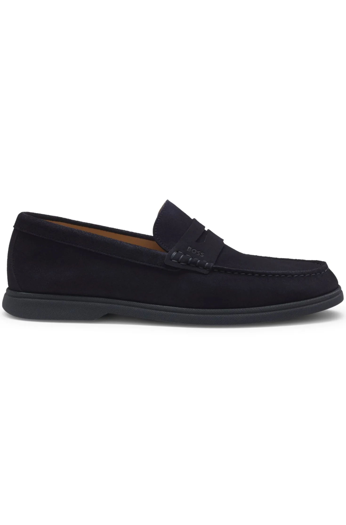 Loafer aus Veloursleder mit Pennyloafer-Besatz und Logo