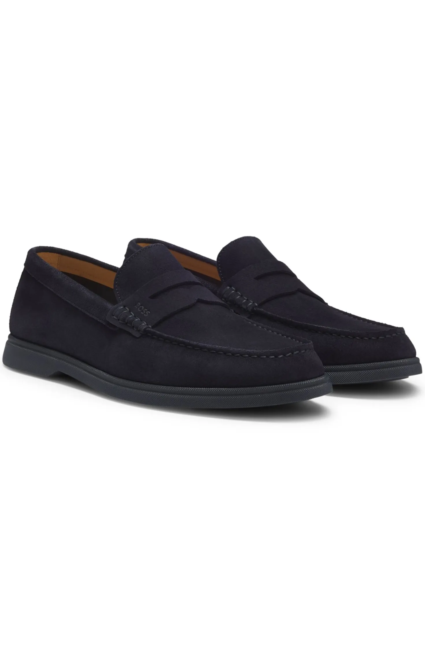 Loafer aus Veloursleder mit Pennyloafer-Besatz und Logo