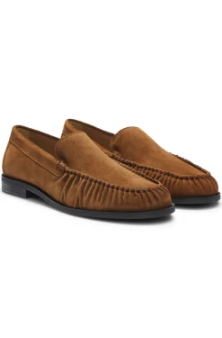 Loafer aus Veloursleder mit Raffungen