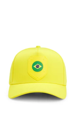Logo-Cap aus glänzendem Twill mit Landesflaggen-Badge