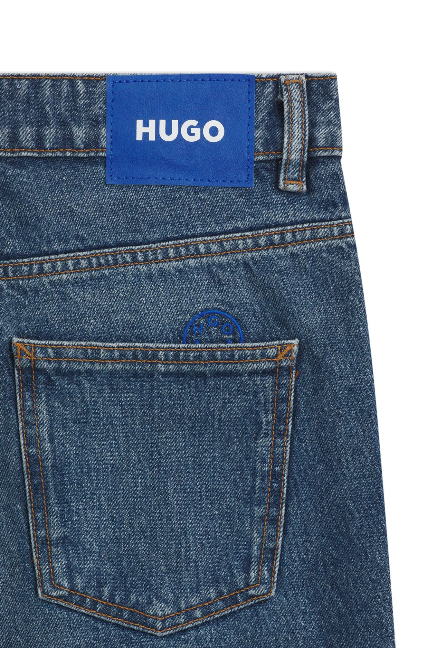 Loose-Fit Jeans aus gewaschenem blauem Denim