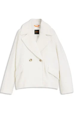 Loose-Fit Mantel aus Bouclé mit zweireihiger Knopfleiste