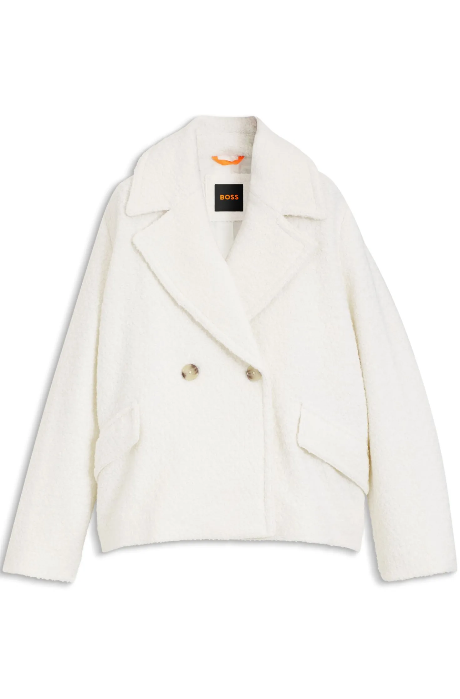 Loose-Fit Mantel aus Bouclé mit zweireihiger Knopfleiste