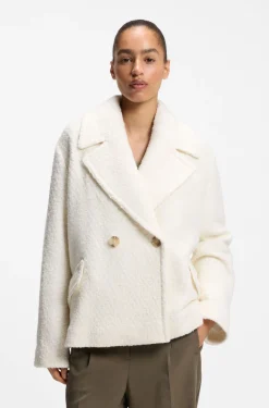 Loose-Fit Mantel aus Bouclé mit zweireihiger Knopfleiste
