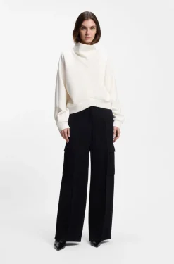 Loose-Fit Sweatshirt mit drapiertem Trichterkragen