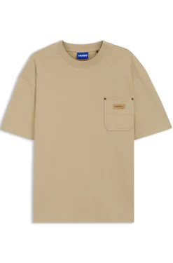 Loose-Fit T-Shirt aus Baumwolle mit Logo-Patch aus Veloursleder