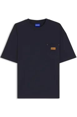 Loose-Fit T-Shirt aus Baumwolle mit Logo-Patch aus Veloursleder