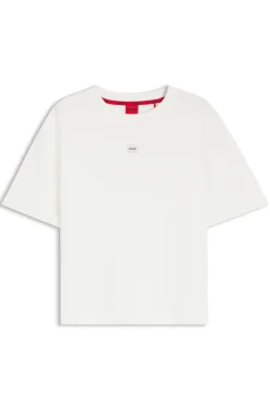 Loungewear-T-Shirt aus Stretch-Gewebe mit Logo-Label