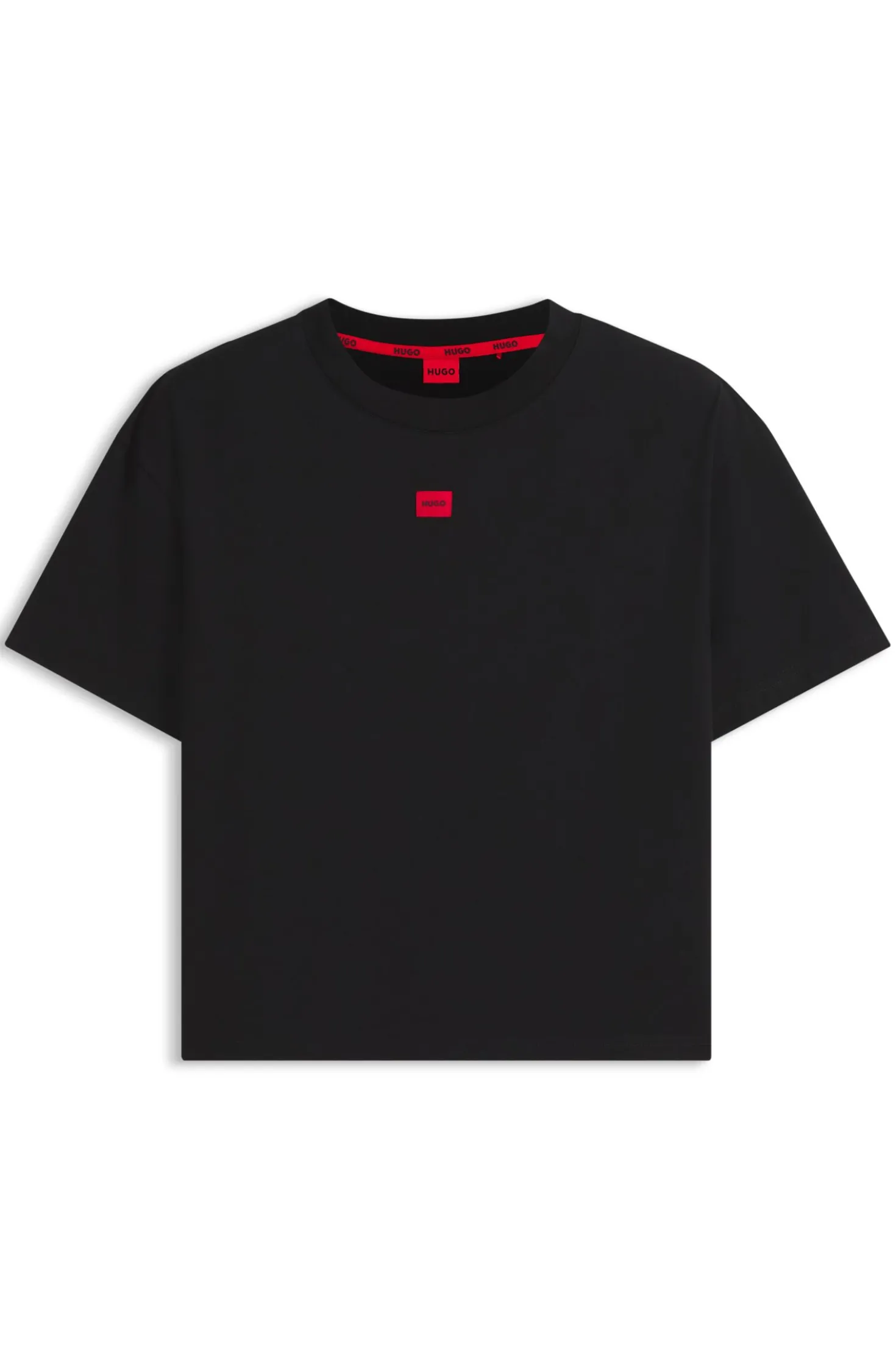 Loungewear-T-Shirt aus Stretch-Gewebe mit Logo-Label