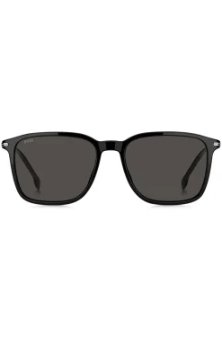 Mattschwarze Sonnenbrille mit Streifen-Detail