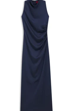 Maxikleid aus Satin mit gerafften Details
