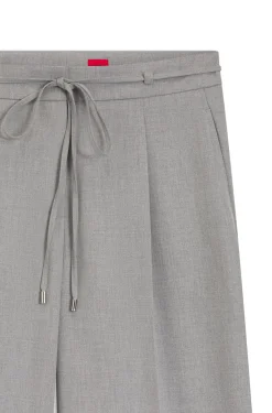 Melierte Regular-Fit Hose aus elastischem Gewebe mit weitem Bein