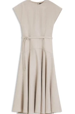Meliertes Maxikleid aus Flanell mit Gürtel