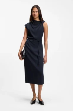 Midikleid mit gerafftem Schulterdetail