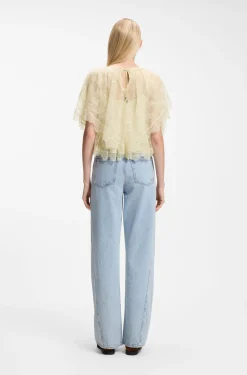 Mini-Cape-Bluse mit Spitzenbesätzen