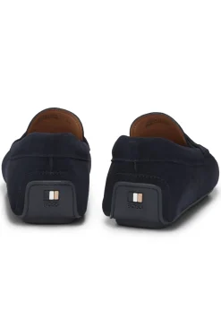 Mokassins aus Veloursleder mit Pennyloafer-Detail