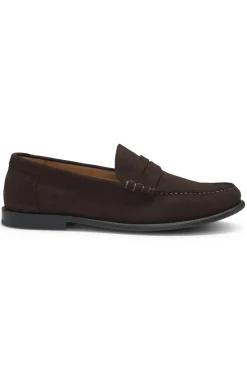 Mokassins aus Veloursleder mit Pennyloafer-Detail und geprägtem Logo
