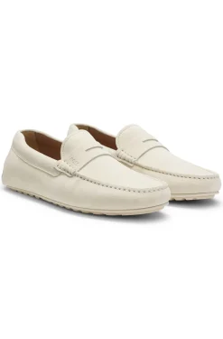 Mokassins aus Veloursleder mit Pennyloafer-Detail