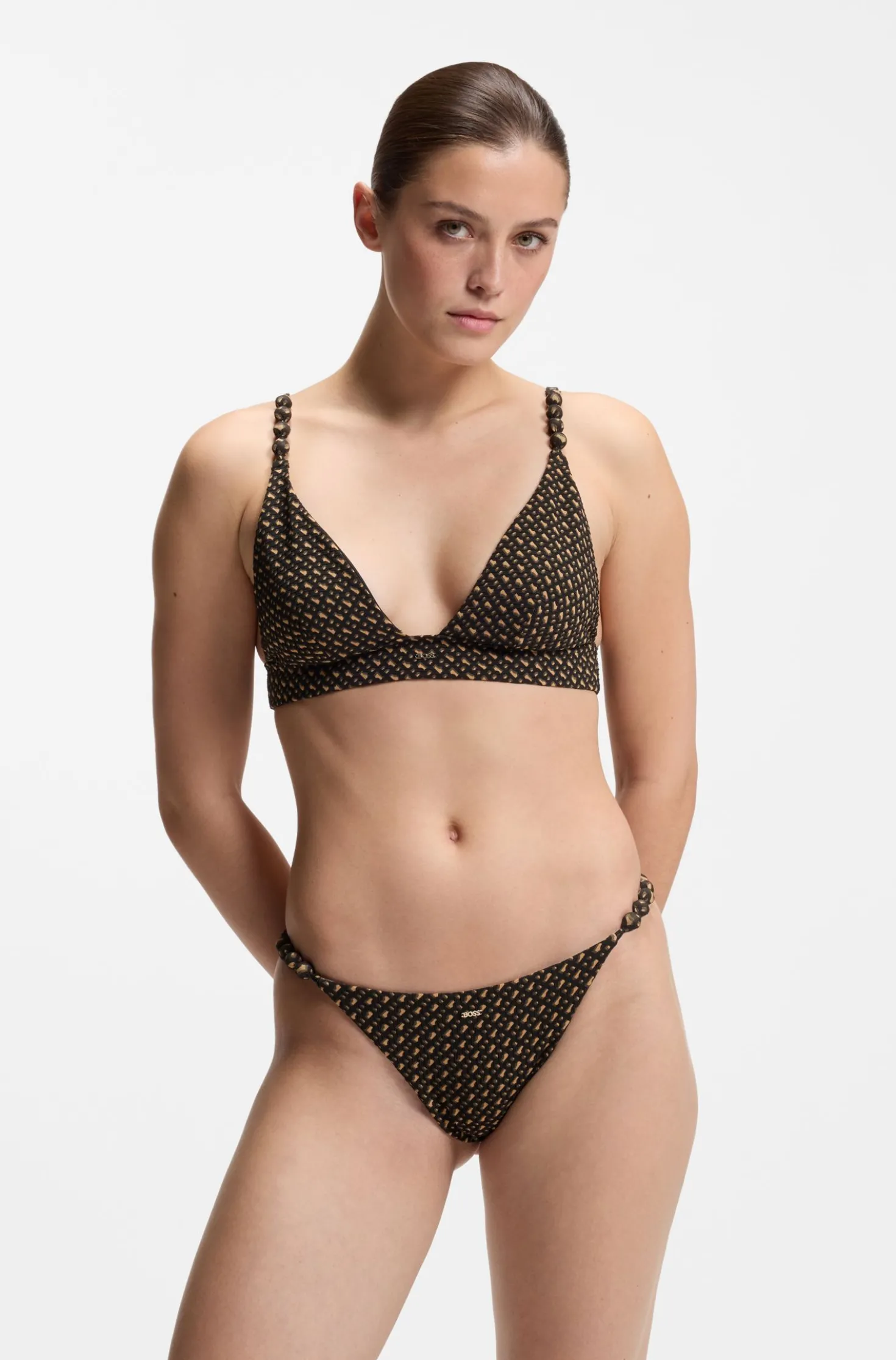 Monogramm-gemustertes Bikini-Top mit herausnehmbarer Wattierung