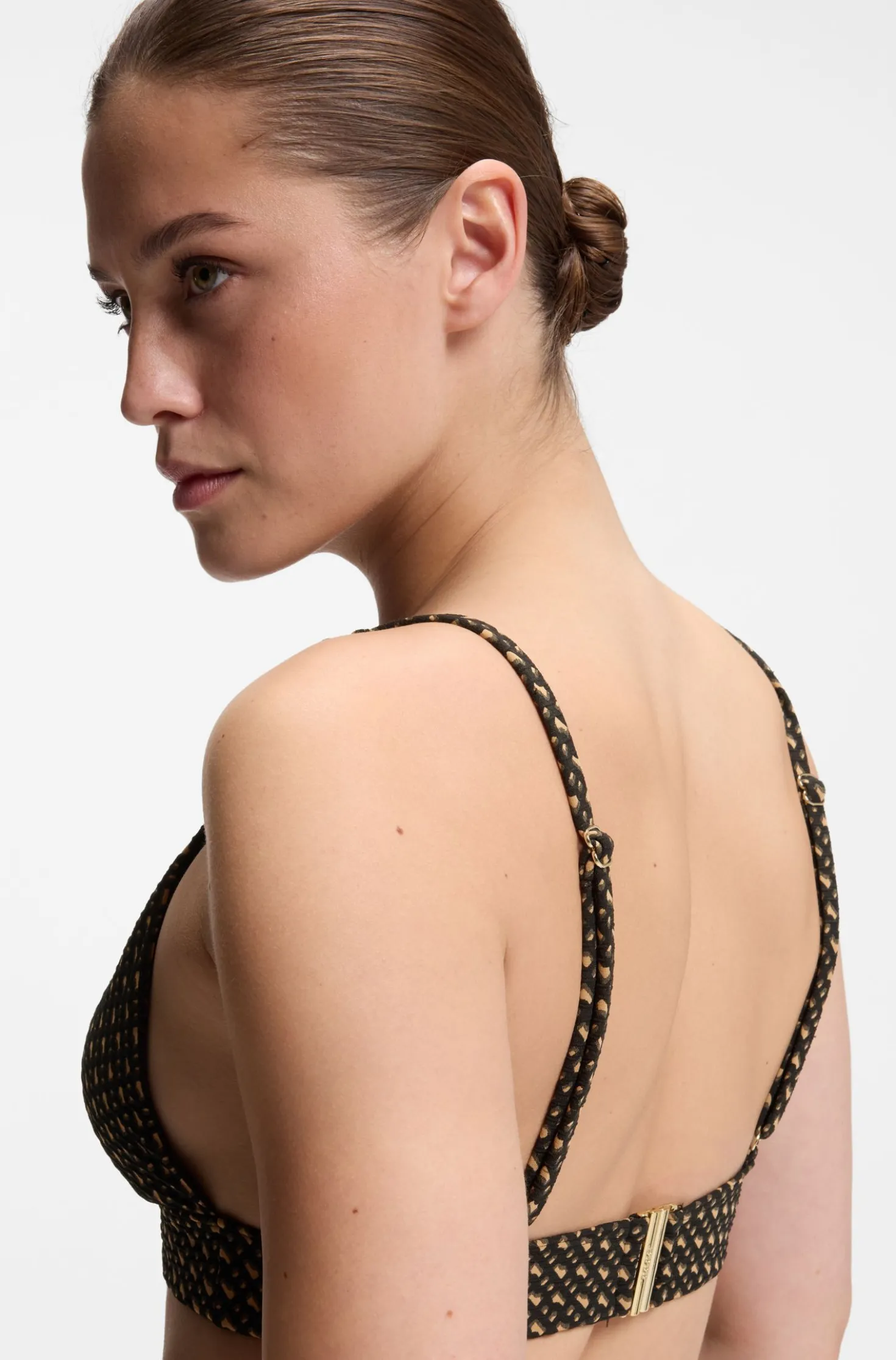 Monogramm-gemustertes Bikini-Top mit herausnehmbarer Wattierung