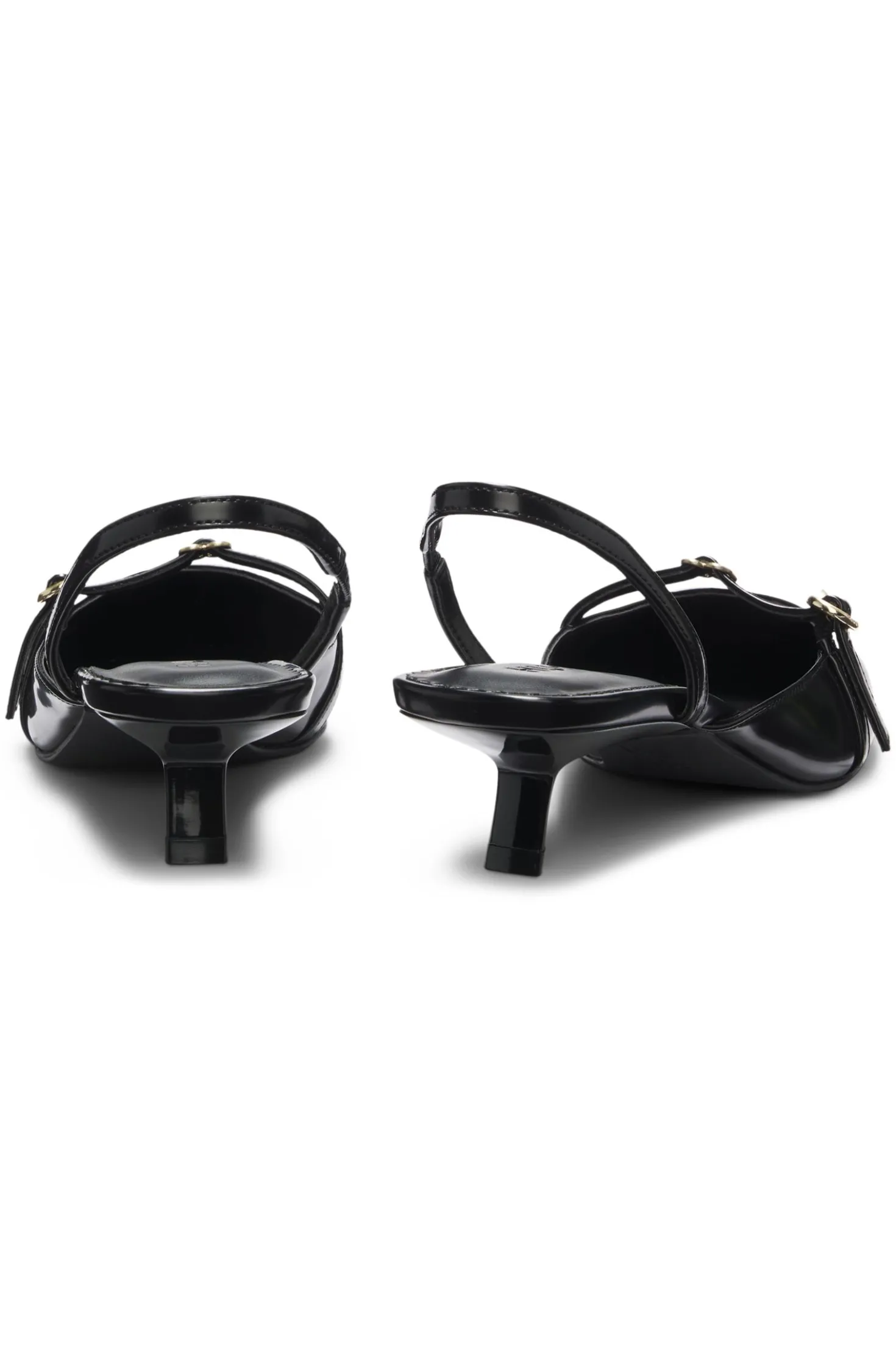 Mules mit offener Ferse aus Brush-Off-Leder