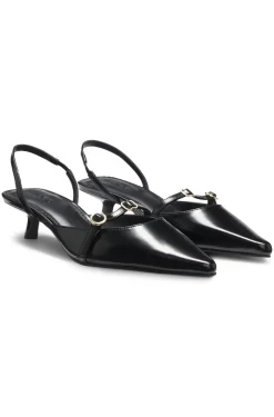 Mules mit offener Ferse aus Brush-Off-Leder