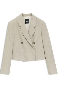Oversized Blazer aus Fischgrät-Leinen-Mix