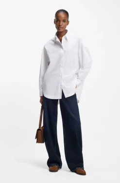 Oversized Bluse aus Baumwoll-Popeline und Organza