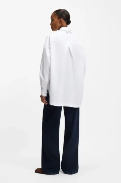 Oversized Bluse aus Baumwoll-Popeline und Organza