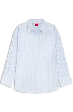 Oversized Bluse aus gestreifter Baumwoll-Popeline