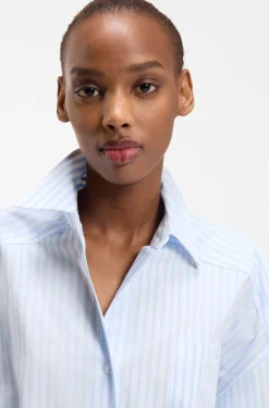 Oversized Bluse aus gestreifter Baumwoll-Popeline