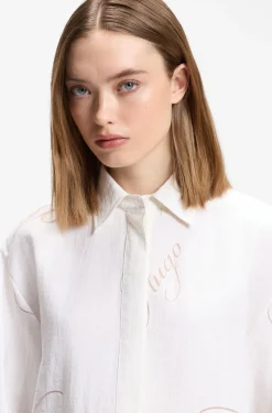 Oversized Bluse mit Burnout-Logo-Print