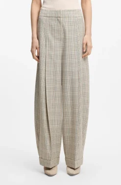 Oversized Hose aus karierter Stretch-Wolle