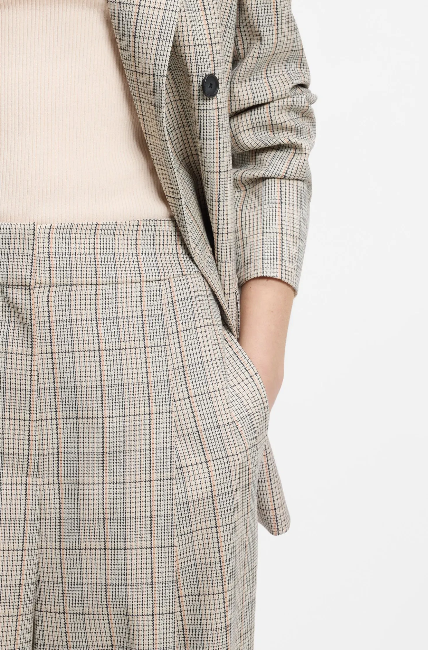Oversized Hose aus karierter Stretch-Wolle